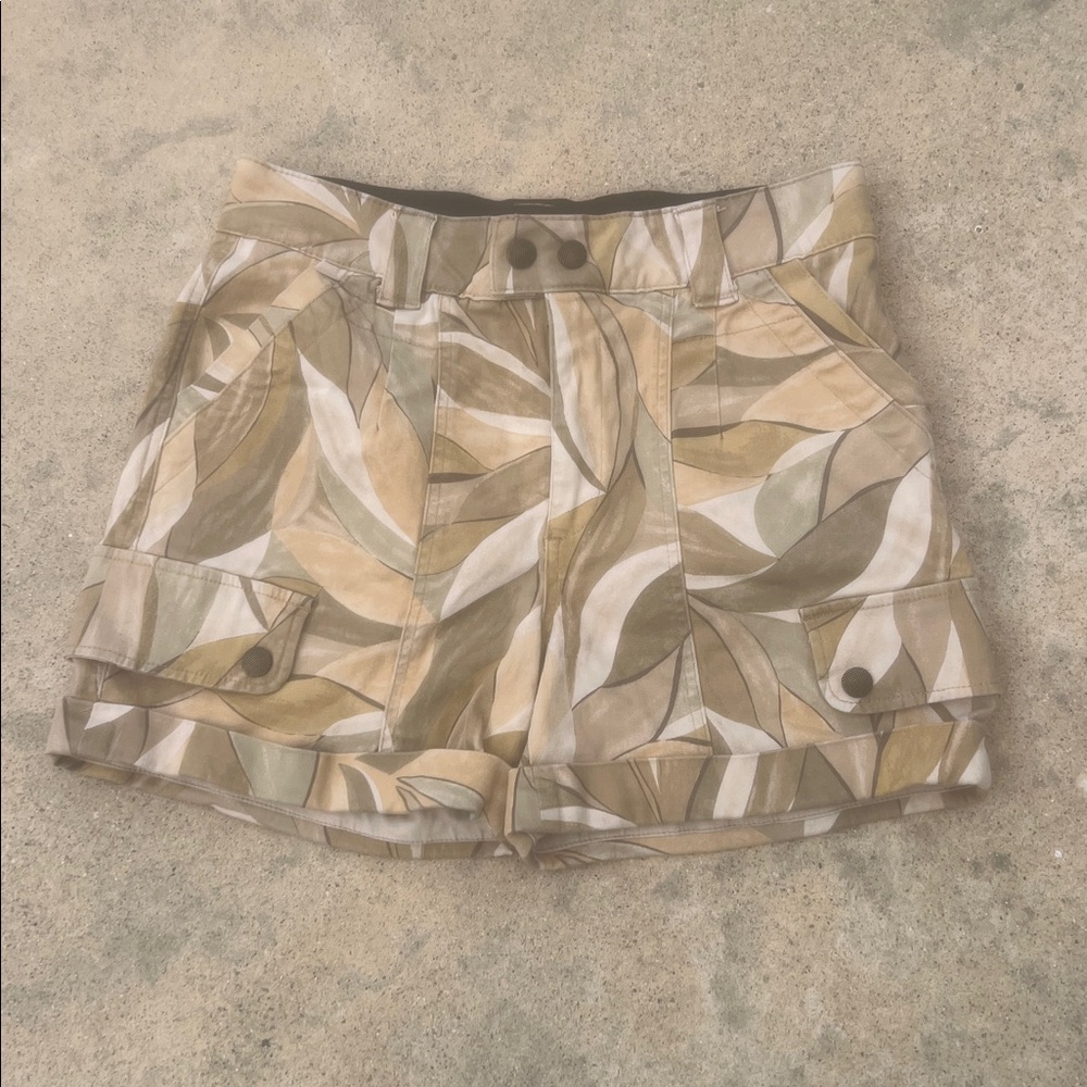 Democracy "Ab" Solution Women's Tan Leaves Cargo Shorts Size 8